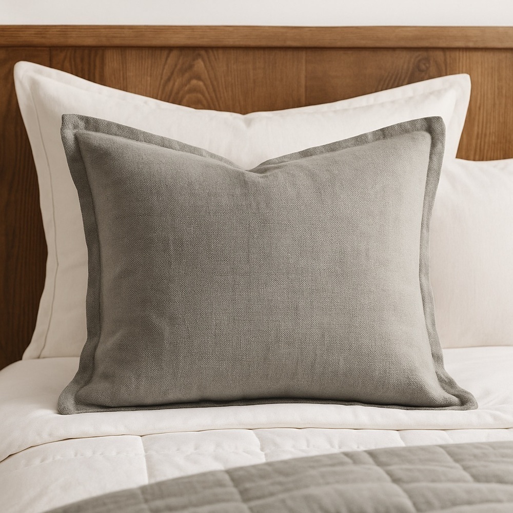 Pottery Barn Willow King Sham Single Cotton Linen Blend Pillow Cover Gray